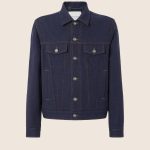 Navy Blue Wool Cloth Trucker Jacket