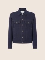 Navy Blue Wool Cloth Trucker Jacket
