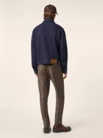 Navy Blue Wool Cloth Trucker Jacket - Image 3