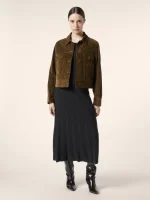 Navy Blue Wool Cloth Trucker Jacket - Image 3