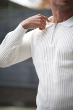 Classic Ribbed Zip Sweater - Image 7