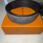 Louis Vuitton Men's Black and Grey Belt - Image 4