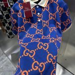 Gucci Men's Orange and Blue Polo-shirts - Image 3