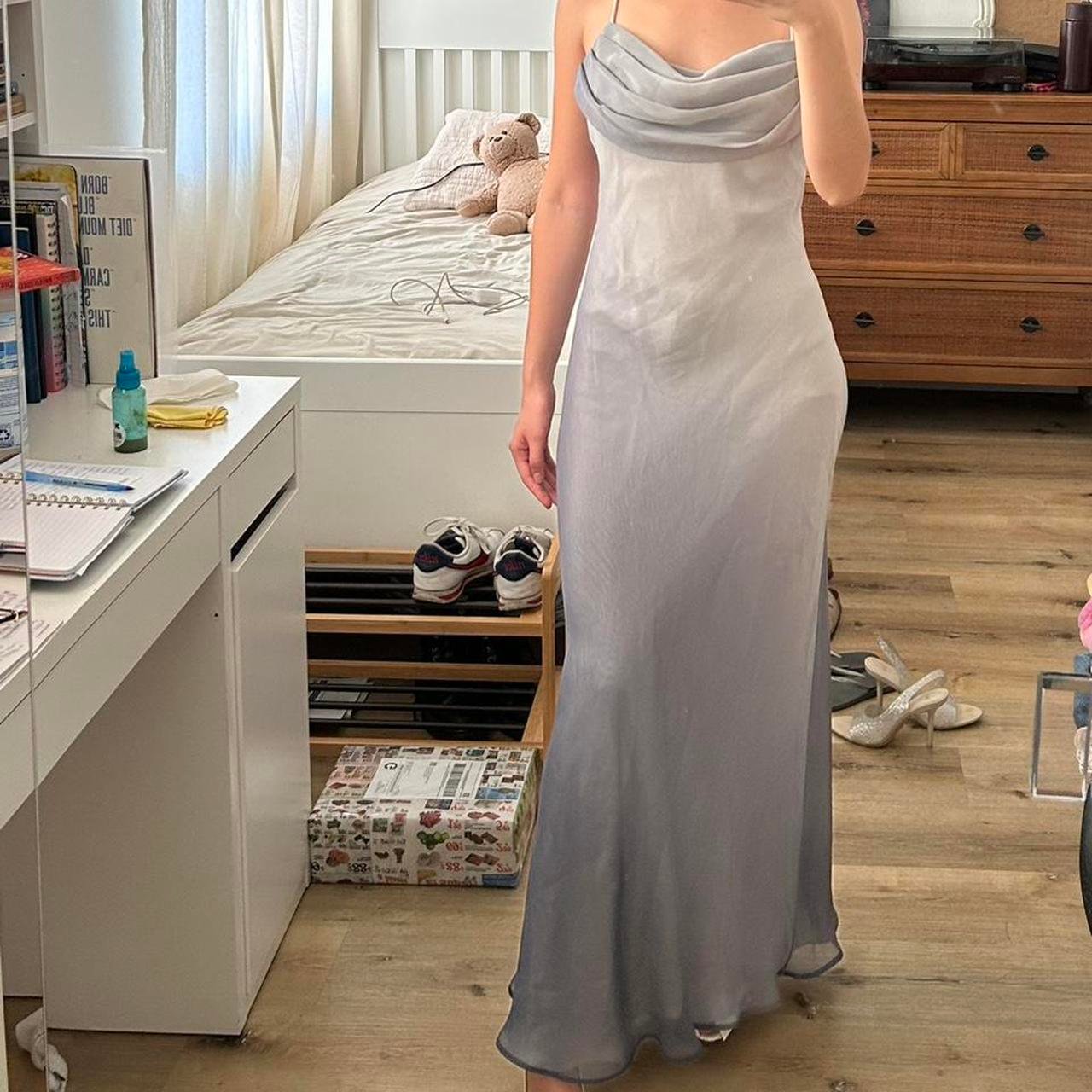 P0-235.jpg Women's Blue and Grey Dress - Image 1