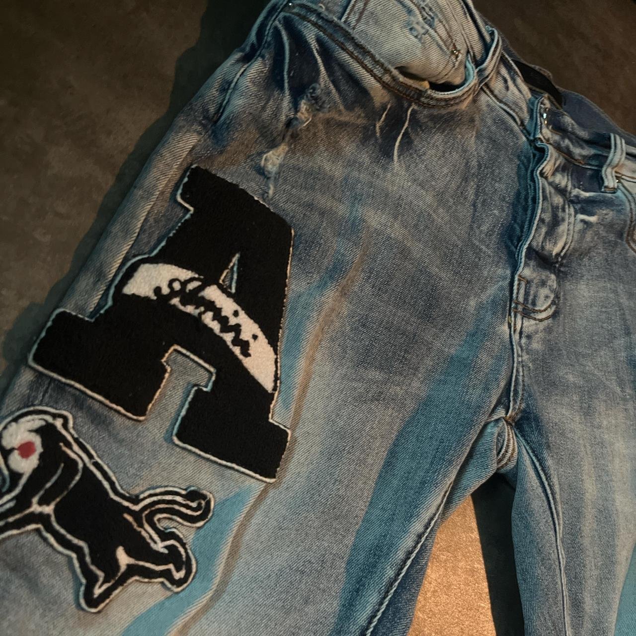 P0-265.jpg Amiri Men's Blue and Grey Jeans - Image 1