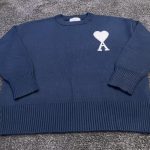 AMI Paris Men's Navy and Blue Jumper - Image 4
