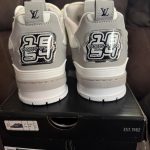 Louis Vuitton Men's White and Cream Trainers - Image 4