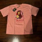 BAPE Men's Pink and Orange T-shirt