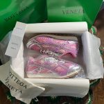 Bottega Veneta Women's Pink and Silver Trainers - Image 7