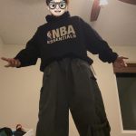 Essentials Men's Black and Navy Hoodie - Image 6