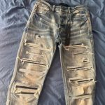 Amiri Men's Blue and Navy Jeans - Image 4