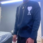 AMI Paris Men's Navy and Blue Jumper - Image 7