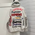 Supreme Men's Grey and White Hoodie