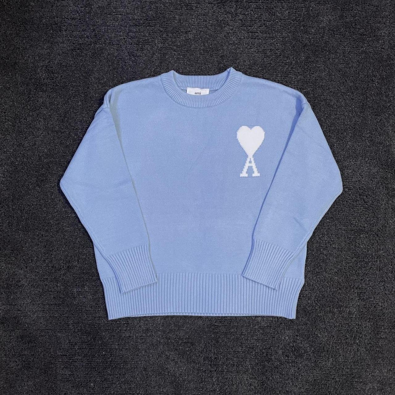 P0-637.jpg AMI Paris Men's Blue Jumper - Image 1