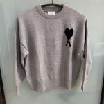 AMI Paris Men's Grey and Black Jumper