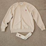 AMI Paris Men's Cream and Red Sweatshirt