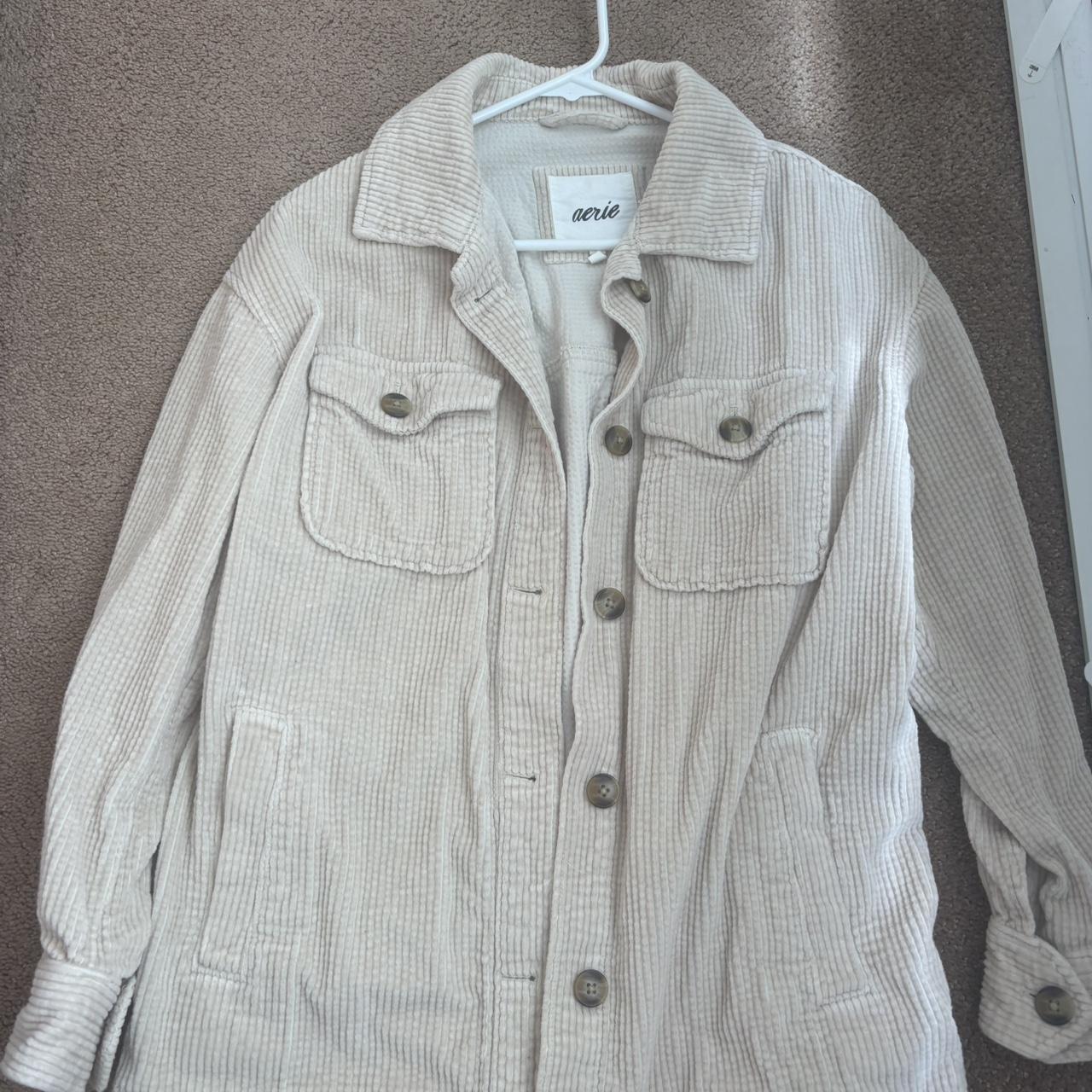 P0 Aerie Women's Cream and Tan Jacket - Image 1